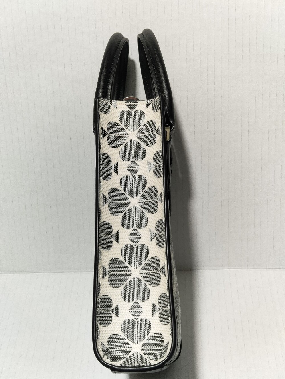 Kate Spade Spade Flower Jacquard Mini Tote Crossbody Bag Black Cream - Picture 6 of 14
